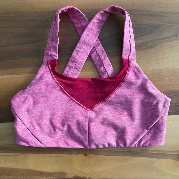 Lululemon Bumble Berry / Heathered On Your Way Criss Cross Sports Bra Sz. 6 - Picture 1 of 3